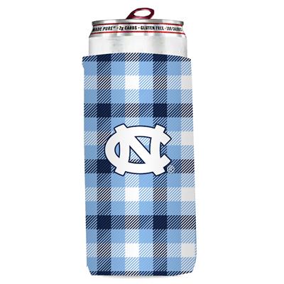 North Carolina Tar Heels Plaid Slim Coozie