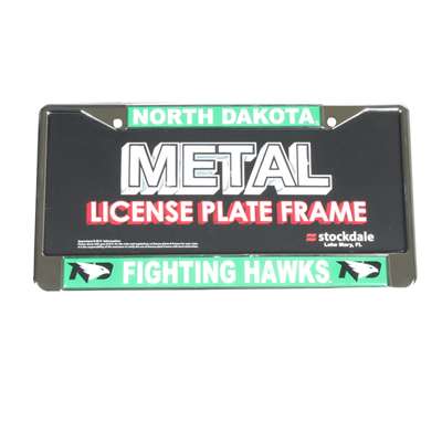 North Dakota Fighting Sioux Metal License Plate Frame W/domed Insert