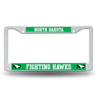 North Dakota Fighting Hawks White Plastic License Plate Frame