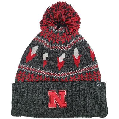 Nebraska Cornhuskers Zephyr Carousel Pom Knit Bean