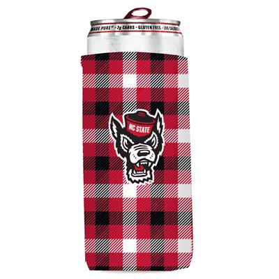 North Carolina State Wolfpack Plaid Slim Coozie