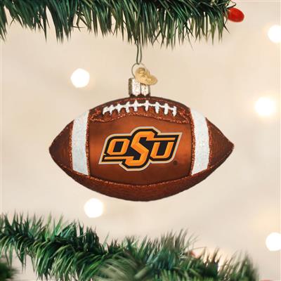 Oklahoma State Cowboys Glass Christmas Ornament - Football