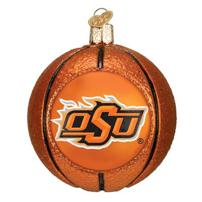 Oklahoma State Cowboys Glass Christmas Ornament - Basketball