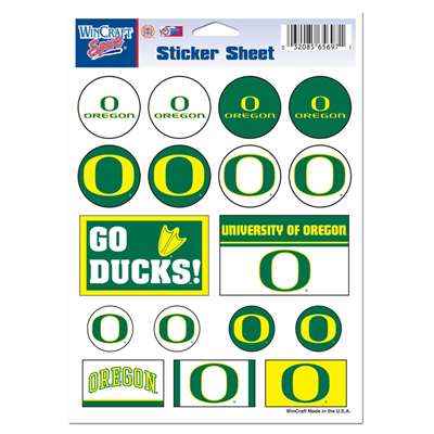 Oregon Ducks Vinyl Sticker Sheet - 17 Stickers