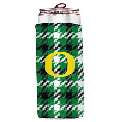 Oregon Ducks Plaid Slim Coozie