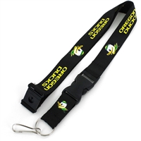 Oregon Ducks Logo Lanyard - Black - Puddles Logo