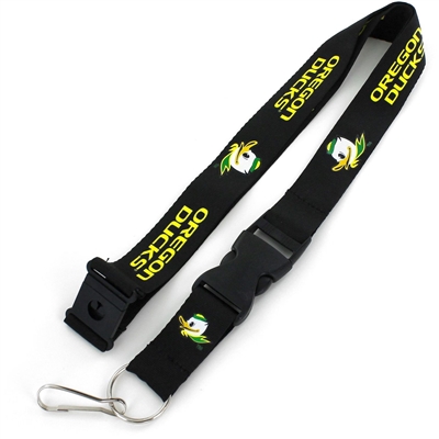 Oregon Ducks Logo Lanyard - Black - Puddles Logo