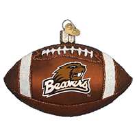 Oregon State Beavers Glass Christmas Ornament - Football