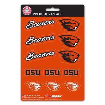 Oregon State Beavers Mini Decals - 12 Pack