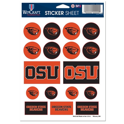 Oregon State Beavers Vinyl Sticker Sheet - 5" x 7"