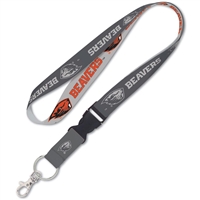 Oregon State Beavers Logo Lanyard by WinCraft - Charcoal/Grey