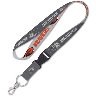 Oregon State Beavers Logo Lanyard by WinCraft - Charcoal/Grey