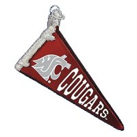 Washington State Cougars Glass Christmas Ornament - Pennant