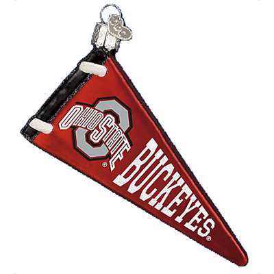 Ohio State Buckeyes Glass Christmas Ornament - Pennant