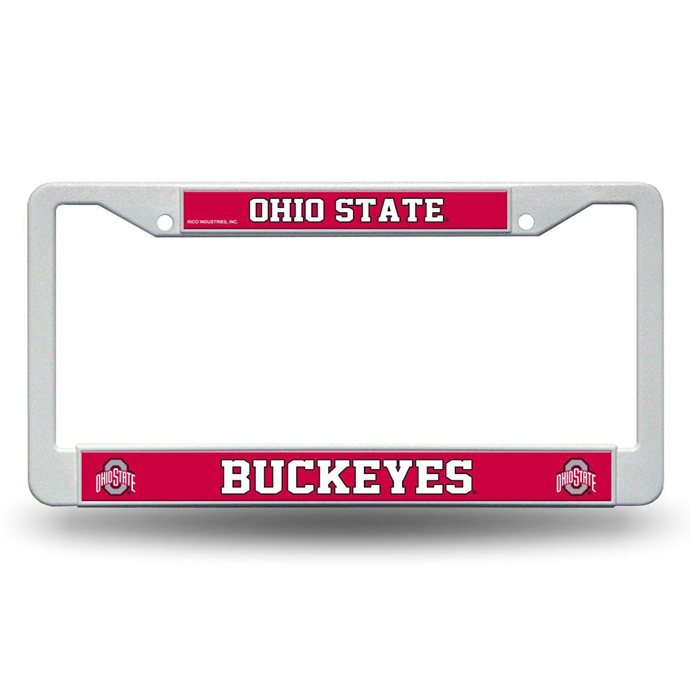 Ohio State Buckeyes White Plastic License Plate Frame