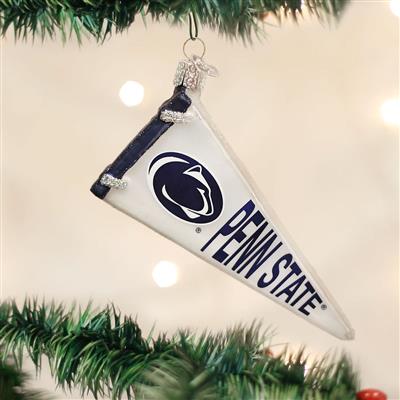 Penn State Nittany Lions Glass Christmas Ornament - Pennant