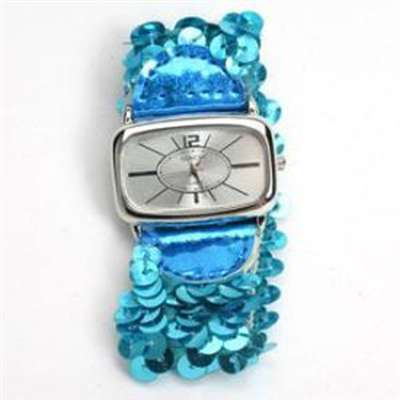 Geneva Sequin Band Fashion Watch - Blue Sequins