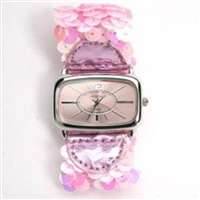 Geneva Sequin Band Fashion Watch - Pink Sequins