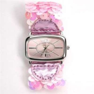 Geneva Sequin Band Fashion Watch - Pink Sequins