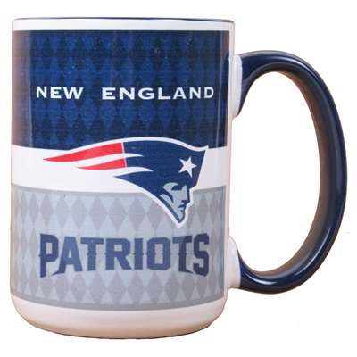 New England Patriots 15oz White Stripe Coffee Mug