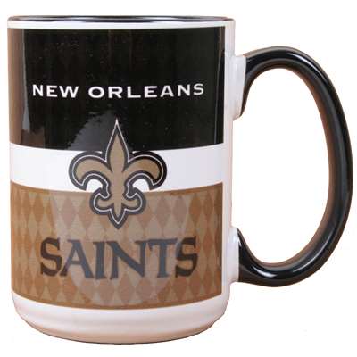 New Orleans Saints 15oz White Stripe Coffee Mug