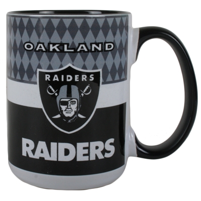 Oakland Raiders 15oz White Stripe Coffee Mug