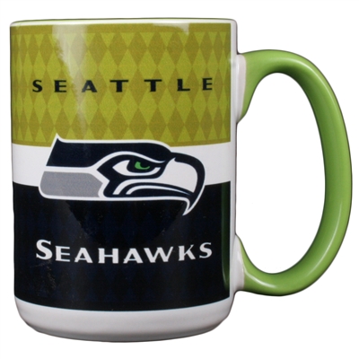 Seattle Seahawks 15oz White Stripe Coffee Mug