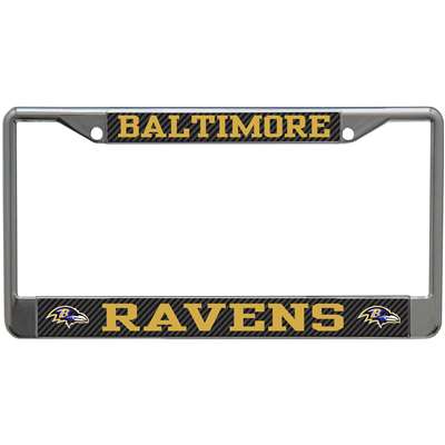 Baltimore Ravens Metal License Plate Frame - Carbon Fiber