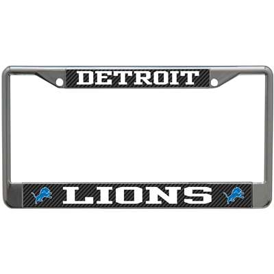 Detroit Lions Metal License Plate Frame - Carbon Fiber