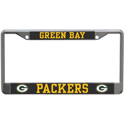 Green Bay Packers Metal License Plate Frame - Carbon Fiber