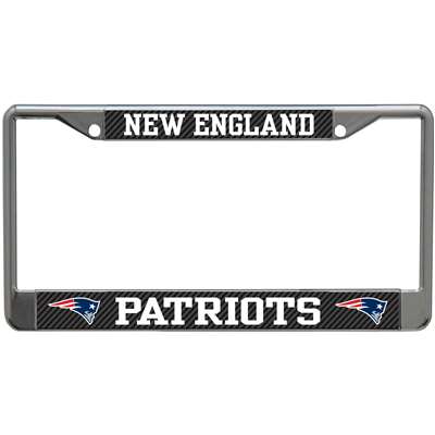 New England Patriots Metal License Plate Frame - Carbon Fiber