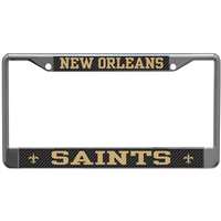 New Orleans Saints Metal License Plate Frame - Carbon Fiber