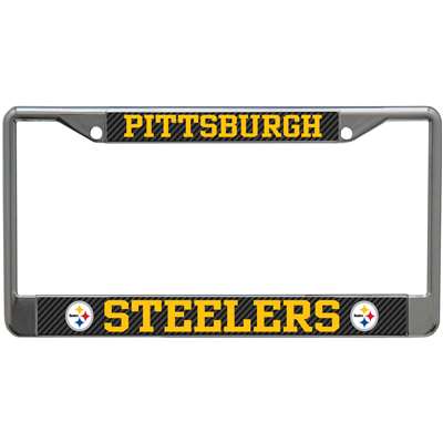 Pittsburgh Steelers Metal License Plate Frame - Carbon Fiber