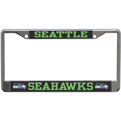 Seattle Seahawks Metal License Plate Frame - Carbon Fiber