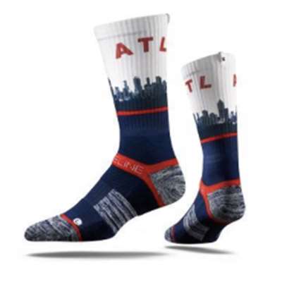 Atlanta Strideline Strapped Fit 2.0 Socks - White/Navy