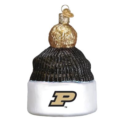 Purdue Boilermakers Glass Christmas Ornament - Beanie