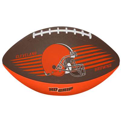 This mini rubber football by Rawlings is done in team color with screen printed team logos and graphics. The molded rubber ball has an HD grip that features 5 times the amount of pebbles compared to standard rubber ball patters for an improved grip. Mini