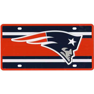 New England Patriots Full Color Super Stripe Inlay License Plate