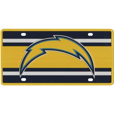 San Diego Chargers Full Color Super Stripe Inlay License Plate