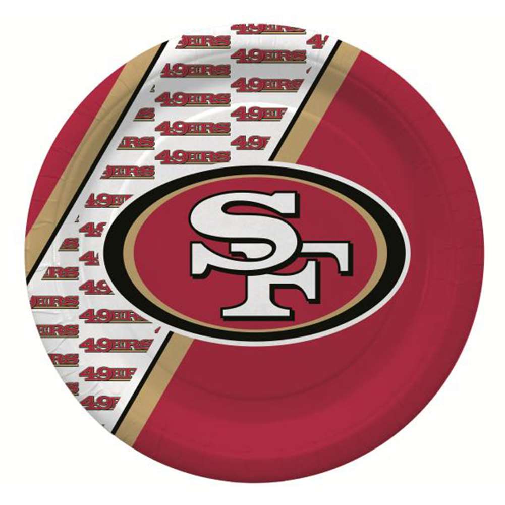 San Francisco 49ers Round Paper Plates 24 Count for 24 Guests 