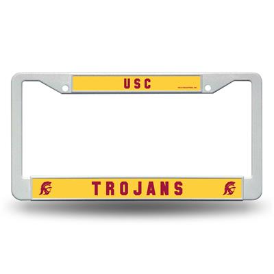 USC Trojans White Plastic License Plate Frame