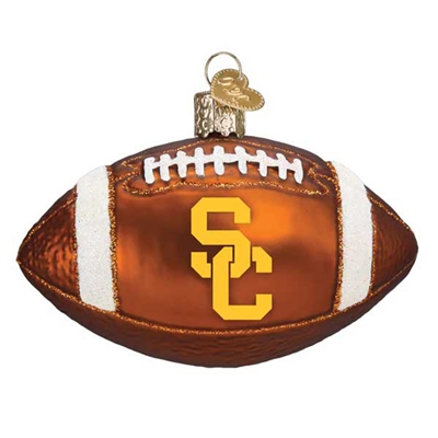 USC Trojans Glass Christmas Ornament - Football