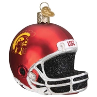 USC Trojans Glass Christmas Ornament - Football He