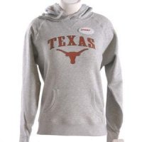 Texas Womens Hooded Sweatshirt - Texas Arched Over Longhorns Logo - By Champion - Oxford Heather