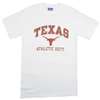 Texas T-shirt - Texas Arched Over Longhorns Logo Athletic Dept. - By Champion - White