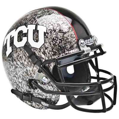 Tcu Horned Frogs Mini Helmet by Schutt - Matte Silver with Crosshatch