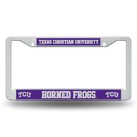 TCU Horned Frogs White Plastic License Plate Frame