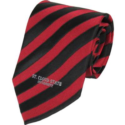 St. Cloud State Huskies Striped Pattern Silk Necktie