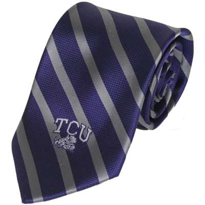 Tcu Horned Frogs Striped Pattern Silk Necktie