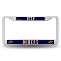 Utep Miners White Plastic License Plate Frame